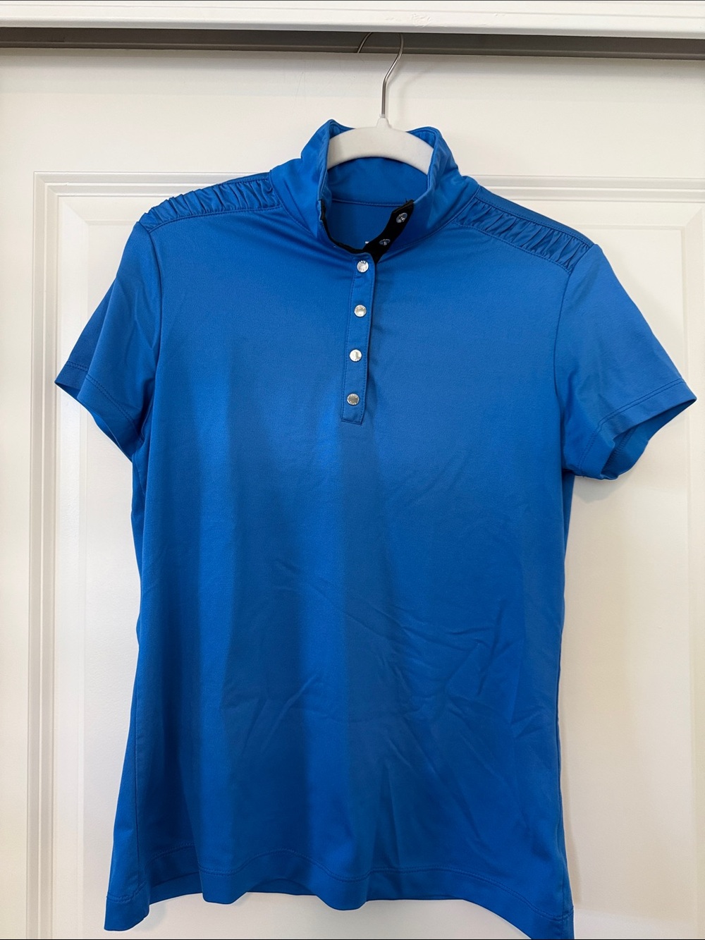 Women's Short Sleeve Tail golf Polo Top in Bright Blue